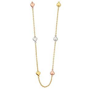 14KT GOLD TRI-COLORED LIGHT MULTIPLE HEART NECKLACE